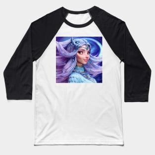 Owl Goddess with beautiful long blue hair Baseball T-Shirt